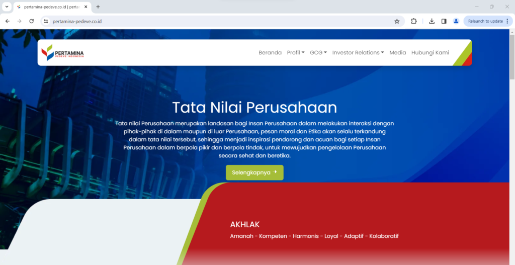 Website  PT Pertamina Pedeve Indonesia